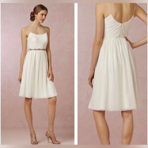 BHLDN hitherto Anthropologie Giselle chiffon dress in cream white winter